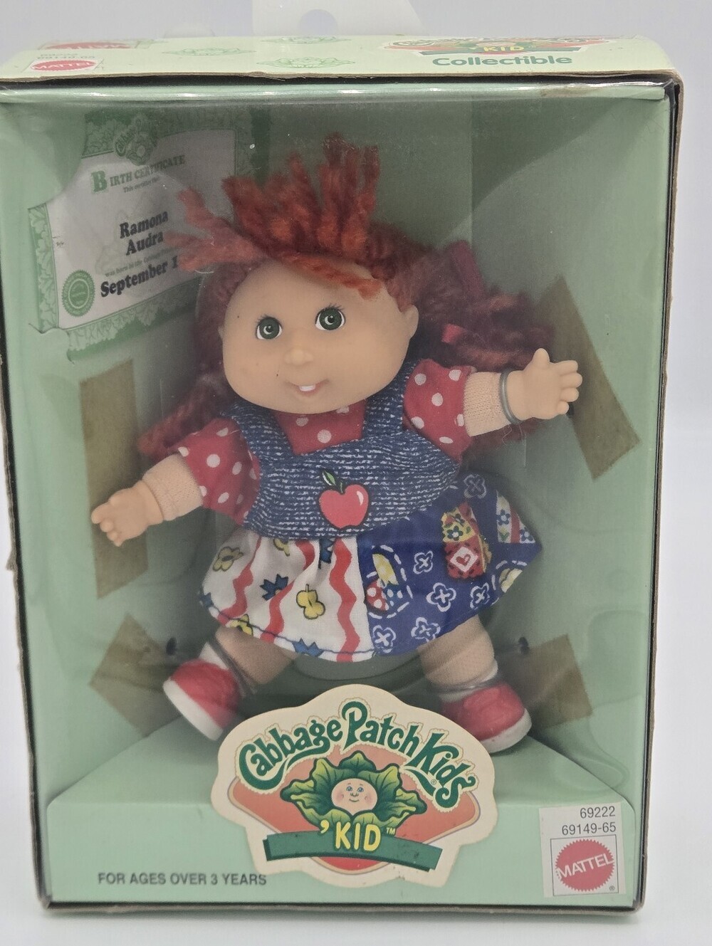 Vintage 1995 Mattel Cabbage Patch Kids 4.5” Baby Doll Ramona Audra DOB Sept 19